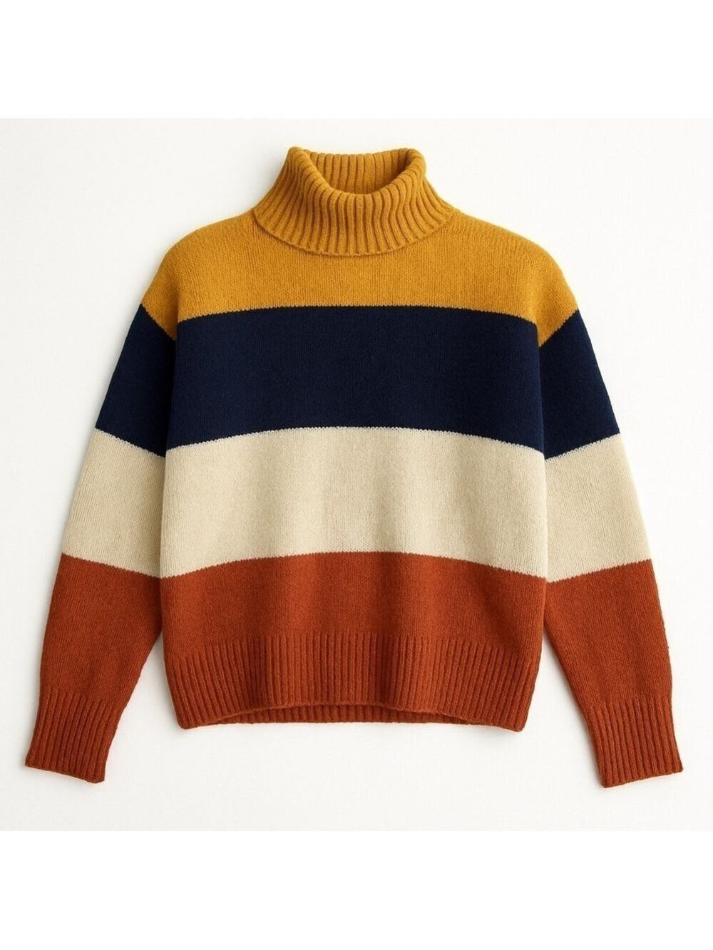 Dress Barn Striped Mockneck Sweater Preppy Cozy
